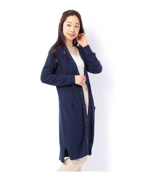 mysty woman(ミスティウーマン)の「裾スリット入りロングカーディガン(トップス・レディース・トップグレー/ネイビー/ブラック)」の3枚目の写真