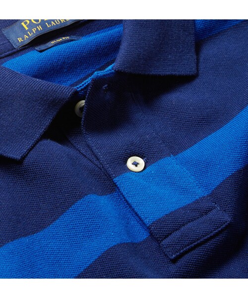POLO RALPH LAUREN（ポロ ラルフ ローレン）の「Polo Ralph Lauren Striped Cotton-Pique Polo Shirt（ポロシャツ・メンズ・Blue・M/XXL/S/L/XL）」の3枚目の写真