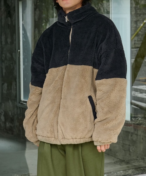 COLONY 2139（コロニートゥーワンスリーナイン）の「シャギーフリースBIGスタンドブルゾン（ジャケット/アウター・メンズ・ブラック/ブラックその他1/ベージュ・M/L/XL）」の3枚目の写真
