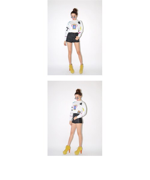 STYLENANDA（スタイルナンダ）の「キッチュプリントクロップドトップス（トップス・レディース・ホワイト・フリーサイズ）」の22枚目の写真