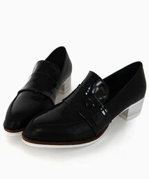 DHOLIC | ブラック&ホワイトヒールローファー(ドレスシューズ)