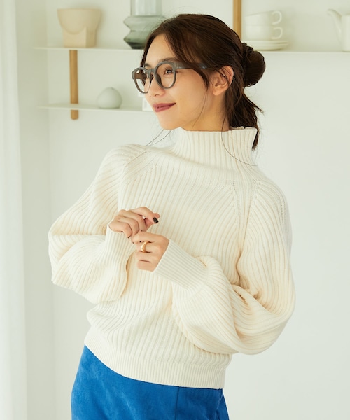 ニット セーター ハイネックボリュームスリーブニット MO33N04 レディース ハイネックボリュームスリーブニット MO33N04（ニット/セーター