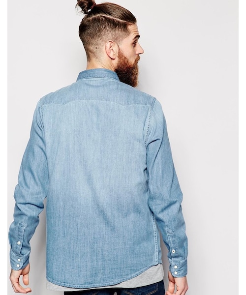 Lee（リー）の「Lee Denim Shirt Rider Sky Blue Light Wash（シャツ/ブラウス・メンズ・skyblue・S-Chest 36-38"/L-Chest 40-42"/M-Chest 38-40"/XL-Chest 42-44"/XXL-Chest 44-46"）」の2枚目の写真