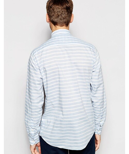 TOMMY HILFIGER（トミーヒルフィガー）の「Tommy Hilfiger Shirt with Horizontal Stripe（シャツ/ブラウス・メンズ・blue・XL-Chest 42-44"/M-Chest 38-40"/S-Chest 36-38"/XXL-Chest 44-46"/L-Chest 40-42"）」の4枚目の写真