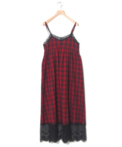 w closet(ダブルクローゼット)の「【Alley】ランジェリー風キャミワンピース(ワンピース/ドレス・レディース・グレーパープル/アイボリー/レッドベース・FREE)」の6枚目の写真