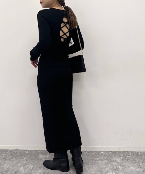 usugallery ユーエスユー　ワンピース　ブラック ur's ワンピース ふくれジャガードホルターキャミワンピース