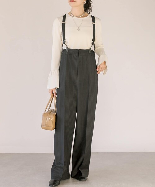 RIVE DROITE（リヴドロワ）の「【マニッシュにキマる】サスペンダーパンツ（パンツ・レディース・グレー/ブラック・36/38）」の2枚目の写真