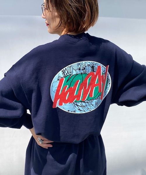 holiday OFFICEロゴスウェット 紺 office スウェット holiday ネイビー