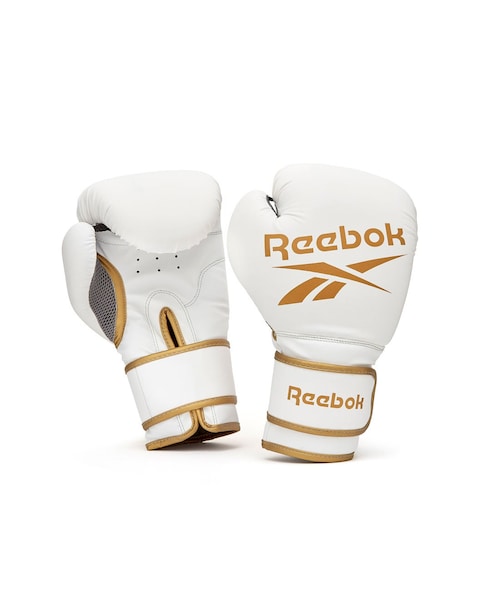 Reebok(リーボック)の「Reebok Fitness ボクシンググローブ14oz (ホワイト/ゴールド)(アクセサリー・ホワイト/ゴールド・FREE)」の1枚目の写真