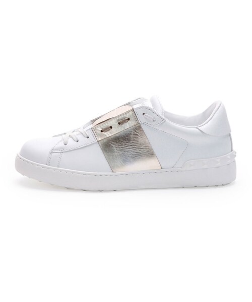 VALENTINO(ヴァレンティノ)の「Valentino Low-Top Sneaker with Stripe, White/Gold(スニーカー・メンズ・WHITE/GOLD・39.5/6.5D/42.5EU/9.5US/41EU/8US/41.5EU/8.5US/43.5EU/10.5US/45EU/12US/42EU/9US/44.5EU/11.5US/43EU/10US/40EU/7US)」の2枚目の写真