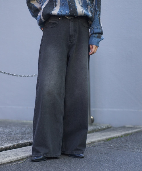 COLONY 2139（コロニートゥーワンスリーナイン）の「ワイドストレートデニム（デニムパンツ・メンズ・ブラックその他1/ブラック・M/L）」の2枚目の写真