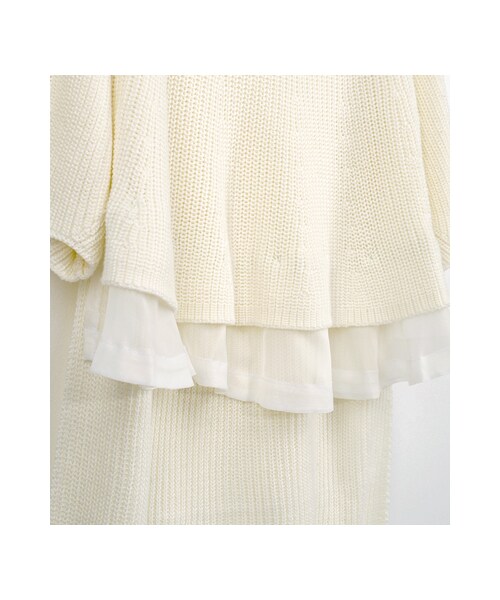 gracegift（グレースギフト）の「清新拼接下擺雪紡公主袖針織上衣（その他・レディース・白/黑・F）」の3枚目の写真