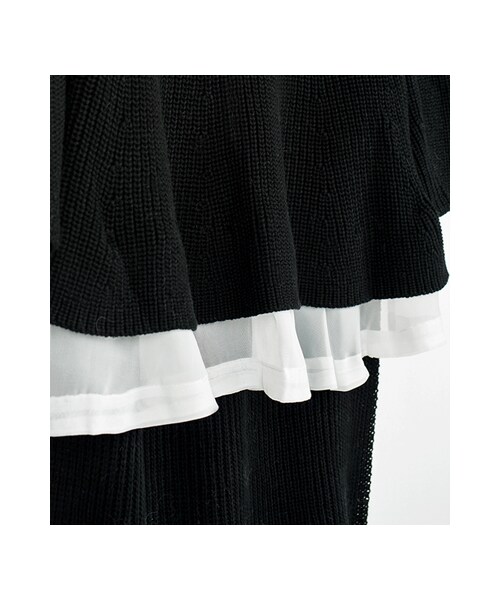 gracegift（グレースギフト）の「清新拼接下擺雪紡公主袖針織上衣（その他・レディース・白/黑・F）」の9枚目の写真
