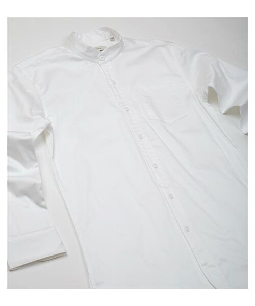 plain-me（プレインミー）の「立領純白風格長版襯衫（その他・メンズ・白・S/M/L）」の2枚目の写真