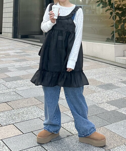 キャミ ワンピース ドレス バタフライ 蝶 レイヤード フリル ♪ w closet（ダブルクローゼット）の「【Alley】フリルレイヤード