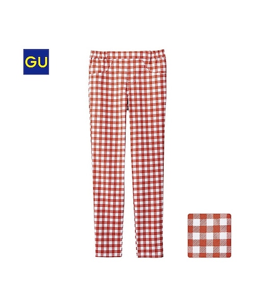 GU(ジーユー)の「(GU)クロップドレギンスパンツ(ギンガム)(WOMEN ⁄ ショートパンツ・クロップドパンツ・レディース・RED/BLUE/BEIGE/BLACK・M/XL/S/L)」の1枚目の写真