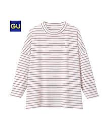 GU | （GU）ボーダーゆるプルオーバー（７分袖）(トップス)