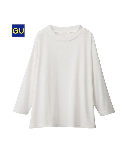 GU（ジーユー）の「（GU）ゆるプルオーバー（７分袖）（WOMEN ⁄ カットソー（Ｔシャツ）・レディース・GRAY/BLUE/OFF WHITE/BLACK・L/XL/S/M）」の2枚目の写真