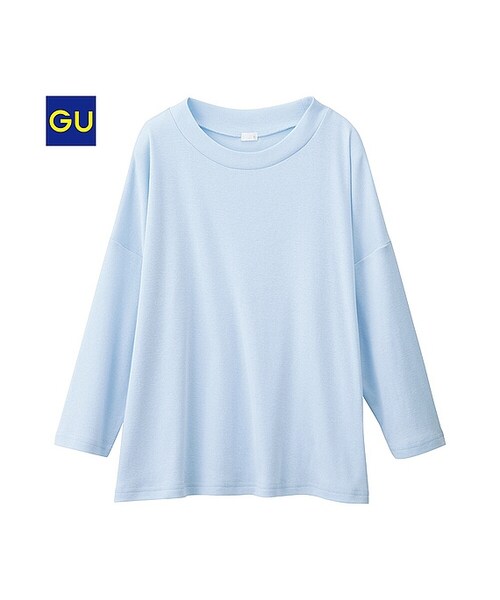 GU（ジーユー）の「（GU）ゆるプルオーバー（７分袖）（WOMEN ⁄ カットソー（Ｔシャツ）・レディース・GRAY/BLUE/OFF WHITE/BLACK・L/XL/S/M）」の4枚目の写真