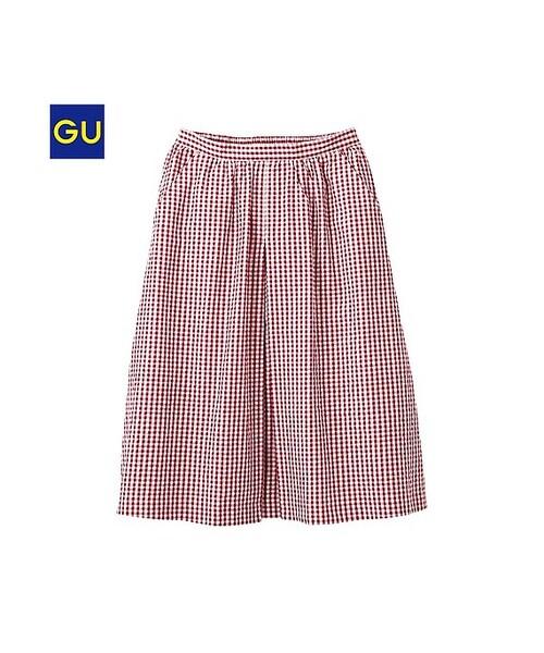 GU（ジーユー）の「（GU）コットンギンガムチェックスカート（WOMEN ⁄ スカート・レディース・NAVY/RED・L/M/S）」の2枚目の写真