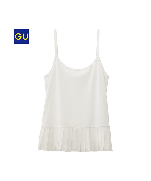 GU（ジーユー）の「（GU）プリーツコンビキャミソール（WOMEN ⁄ カットソー（Ｔシャツ）・レディース・BLACK/PINK/OFF WHITE・M/XL/L/S）」の2枚目の写真