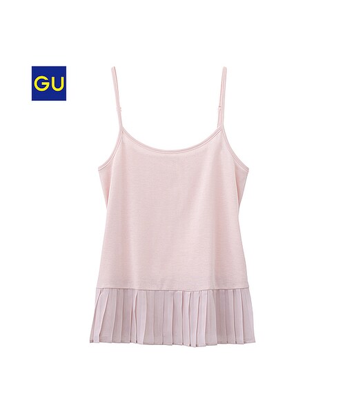 GU（ジーユー）の「（GU）プリーツコンビキャミソール（WOMEN ⁄ カットソー（Ｔシャツ）・レディース・BLACK/PINK/OFF WHITE・M/XL/L/S）」の3枚目の写真