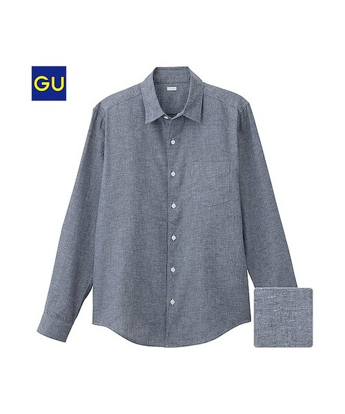 yusan97様　WGラミーシャツ　チャコールグレー GU（ジーユー）の「（GU）ラミーコットンシャツ（長袖）（MEN