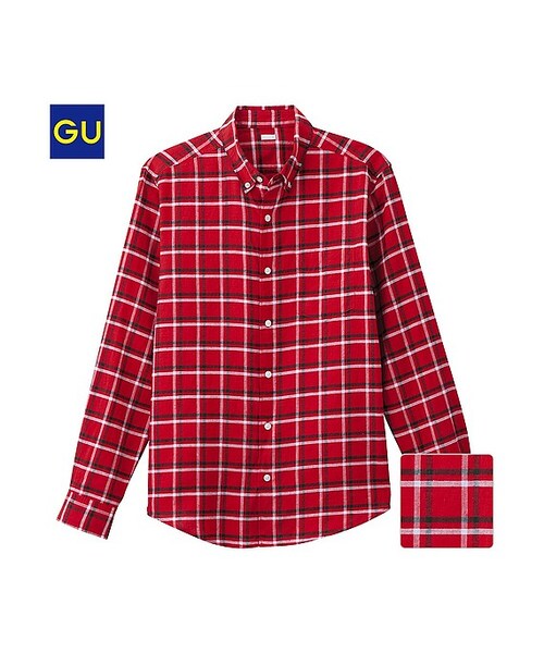 GU(ジーユー)の「(GU)ラミーコットンチェックシャツ(長袖)(MEN ⁄ シャツ・メンズ・WHITE/NAVY/RED・S/XL/M/L)」の3枚目の写真