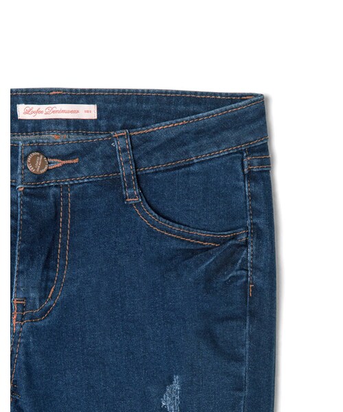 LOVFEE（ラッフィ）の「俐落率性刷破窄管牛仔長褲（パンツ・レディース・牛仔藍・XS/S/M/L/XL）」の3枚目の写真