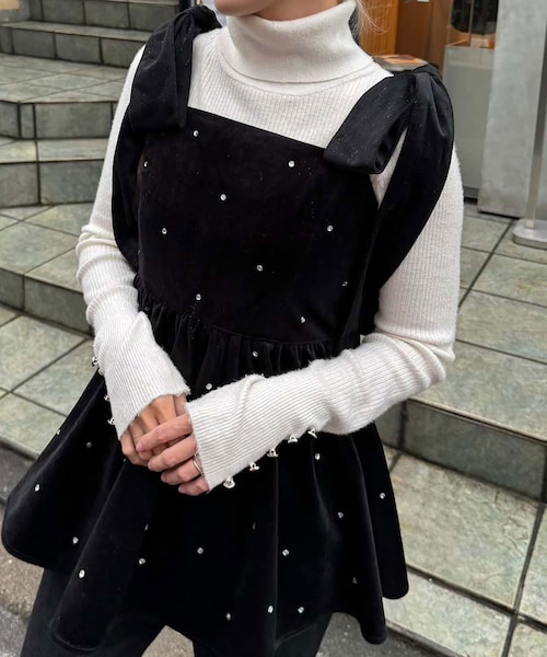 one after another NICE CLAUP（ワンアフターアナザーナイスクラップ）の「ビジュービスチェ【セットアップ対応】（その他トップス・レディース・オフホワイト/グレー/ブラック・0）」の2枚目の写真