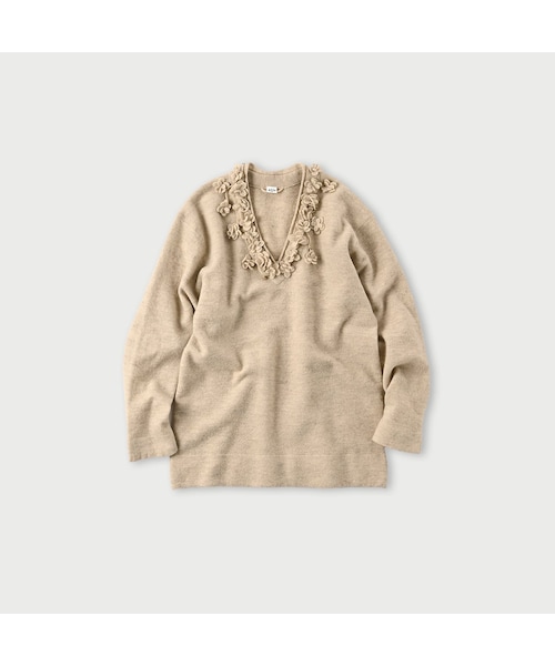 美品⭐️45R デニム レースフリル シャツ ゆったり インド綿 日本製 