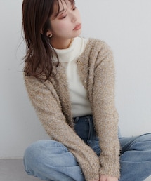 natural couture（ナチュラルクチュール）の「キラキララメフェザー2WAYカーディガン（カーディガン/ボレロ）」