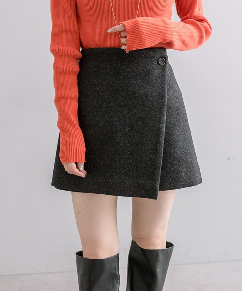 mystic（ミスティック）の「【3サイズ展開】起毛ラップミニスカパン（スカート・レディース・アイボリー/グレー/チャコールグレー・0/1/2）」の3枚目の写真