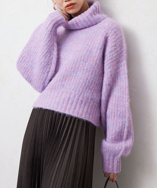 Chez toi（シェトワ）の「アルパカタッチタートルネックプルオーバー（ニット/セーター・レディース・ライトグレー/ピンク/グレー・F）」の3枚目の写真