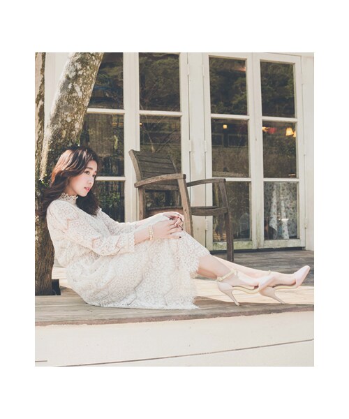 gracegift（グレースギフト）の「時尚復古尖頭繫踝高跟鞋（シューズ・レディース・杏色/淺藍・35/36/37/38/39/40/41）」の9枚目の写真