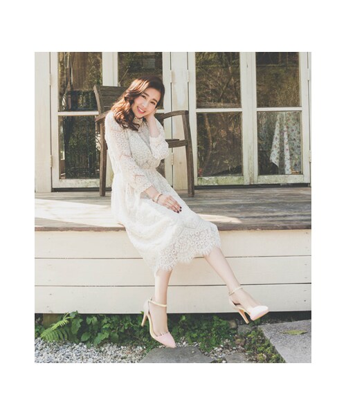 gracegift（グレースギフト）の「時尚復古尖頭繫踝高跟鞋（シューズ・レディース・杏色/淺藍・35/36/37/38/39/40/41）」の7枚目の写真