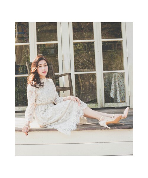 gracegift（グレースギフト）の「時尚復古尖頭繫踝高跟鞋（シューズ・レディース・杏色/淺藍・35/36/37/38/39/40/41）」の8枚目の写真