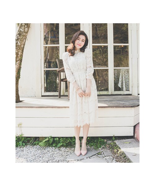 gracegift（グレースギフト）の「時尚復古尖頭繫踝高跟鞋（シューズ・レディース・杏色/淺藍・35/36/37/38/39/40/41）」の6枚目の写真