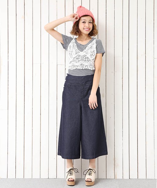 Heather（ヘザー）の「サイドボタンワイドパンツ（パンツ・レディース・ホワイト 08/ネイビー 89・FREE）」の11枚目の写真