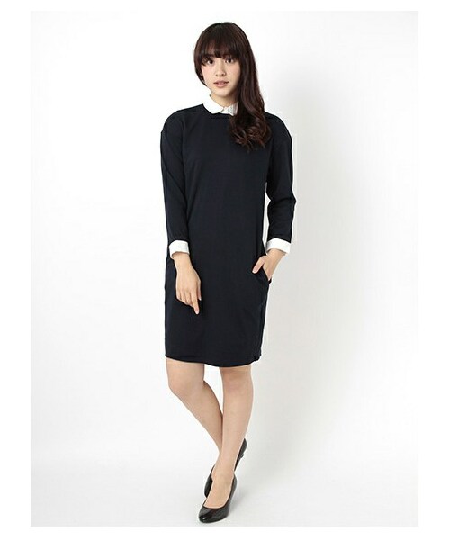 Earth Music Ecology アースミュージックアンドエコロジー の Web限定大きい 小さいサイズ 白襟コクーンワンピース ワンピース ドレス Wear