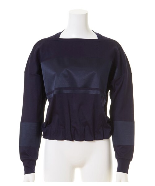 FURFUR(ファーファー)の「サテンはりつけプリントT(Tシャツ・レディース・WHT/NVY・F)」の2枚目の写真