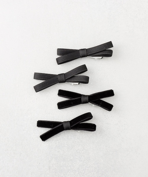 3coins（3coins）の「リボンクリップ4個セット（バレッタ/ヘアクリップ・レディース・ベージュ/その他/ブラック・0）」の2枚目の写真