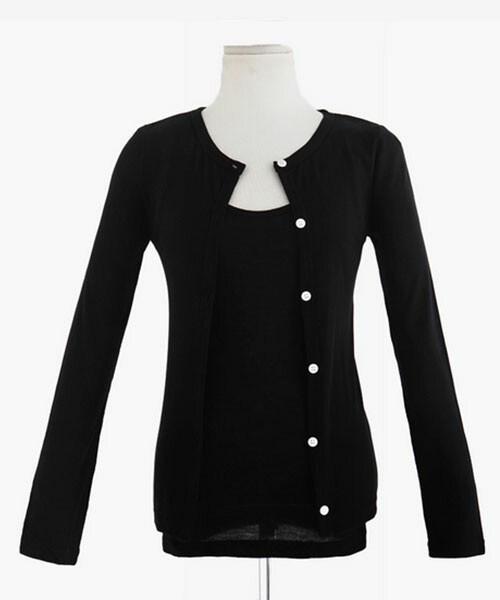 DHOLIC（ディーホリック）の「スリムタンクトップ&カーディガンセット（カーディガン/ボレロ・レディース・ブルー/ブラック/ホワイト/グレー・free）」の3枚目の写真