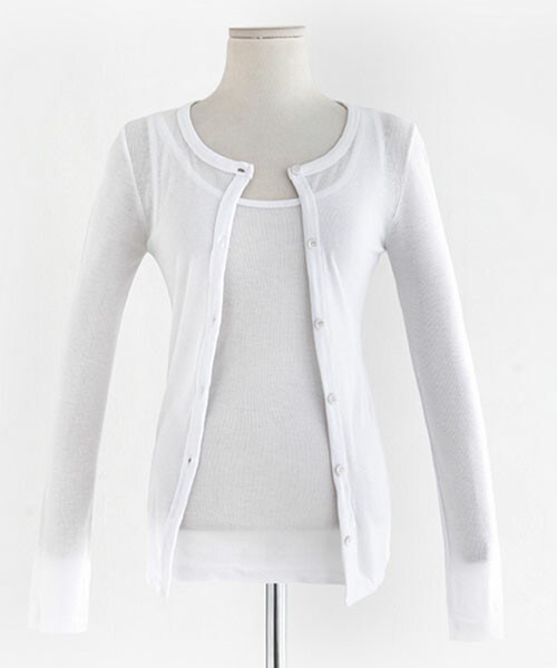 DHOLIC（ディーホリック）の「スリムタンクトップ&カーディガンセット（カーディガン/ボレロ・レディース・ブルー/ブラック/ホワイト/グレー・free）」の2枚目の写真
