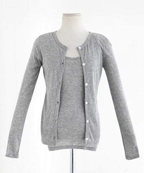 DHOLIC（ディーホリック）の「スリムタンクトップ&カーディガンセット（カーディガン/ボレロ・レディース・ブルー/ブラック/ホワイト/グレー・free）」の4枚目の写真