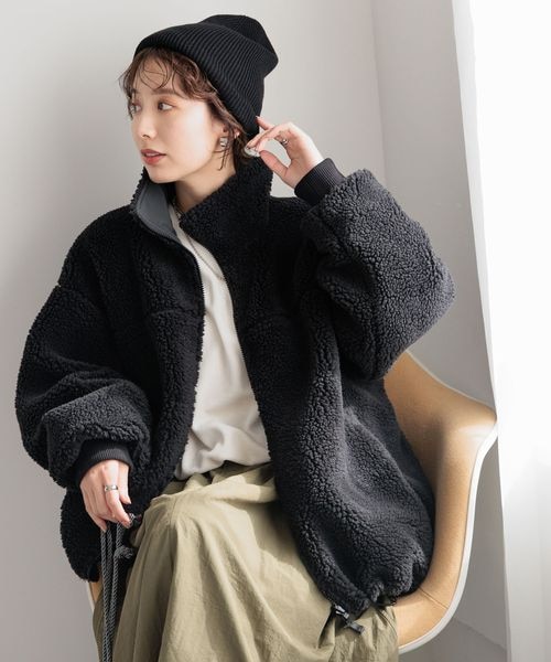 LEPSIM(レプシィム)の「リバーシブルボアナイロンBIGジャケット(ジャケット/アウター・アイボリー08/ブラック09/グレー×ブルー18・FREE SIZE)」の10枚目の写真