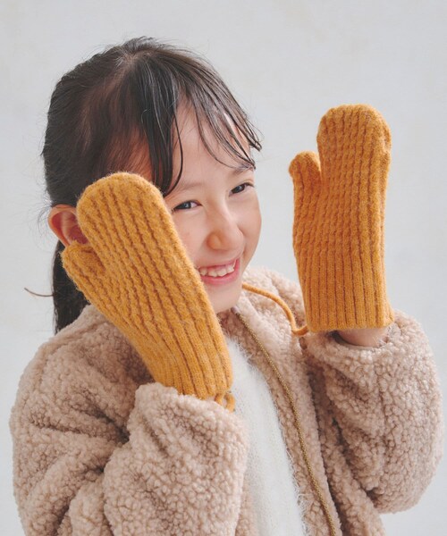 Lattice（Lattice）の「【KIDS】ニットミトン（手袋・レディース・アイボリー/ネイビー/マスタード・0）」の3枚目の写真