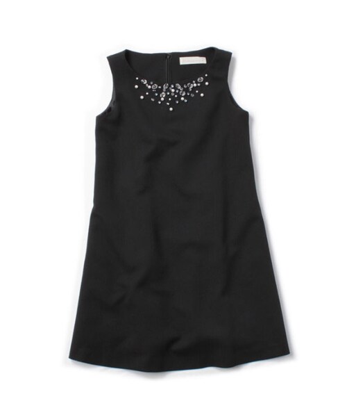 31 Sons de mode（トランテアン　ソン　ドゥ　モード）の「【新着】ビジュー付きノースリーブワンピース《予約アイテム》（ワンピース/ドレス・レディース・ブラック/オフホワイト/サックスブルー・３６/３８）」の3枚目の写真