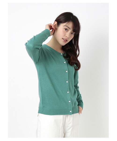 ehka sopo（エヘカソポ）の「ベーシッククルーネックカーディガン（カットソー・レディース・アイボリー/グリーン/ネイビー・M）」の2枚目の写真