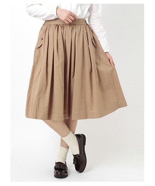 ehka sopo（エヘカソポ）の「ミディ丈ギャザースカート（スカート・レディース・オフホワイト/キャメル/グリーン/ブルー・M）」の2枚目の写真